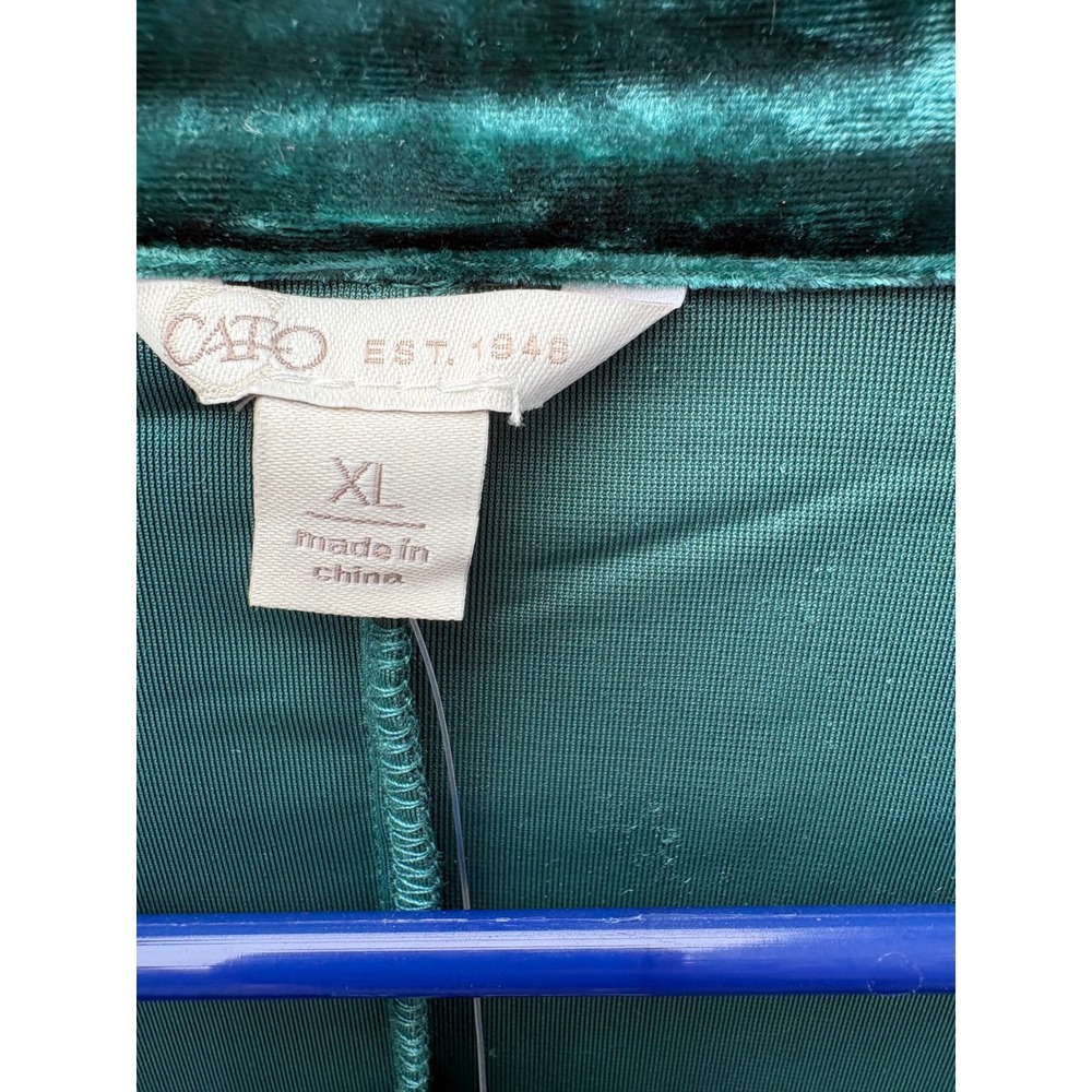Cato Women XL Teal Crushed Velvet Duster Cardigan Open Front Longline Blazer - Picture 2 of 10